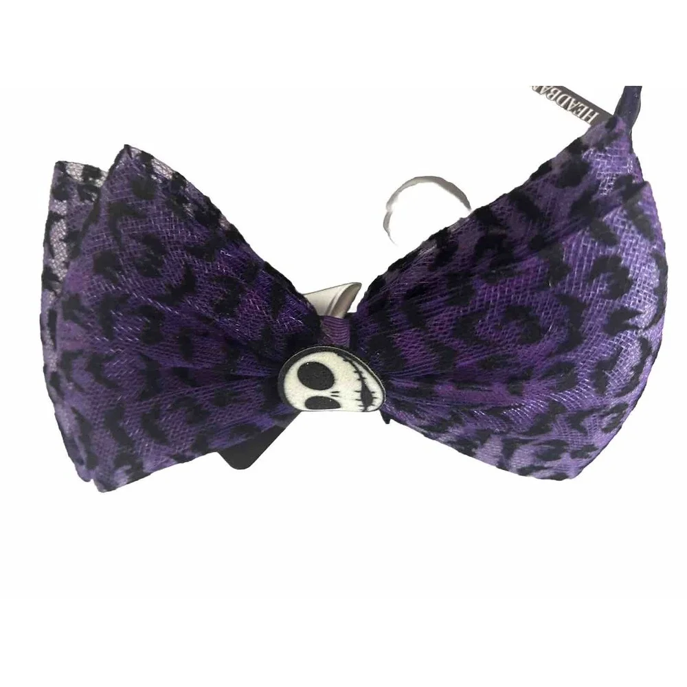 Disney Nightmare Before Christmas Headband 30th Tim Burton's‎ Purple Bow Skull